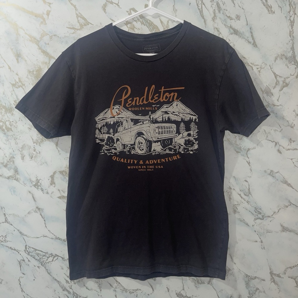 Pendleton Men's M Regular Black Crew Neck Short Sleeve Graphic Logo T-Shirt
